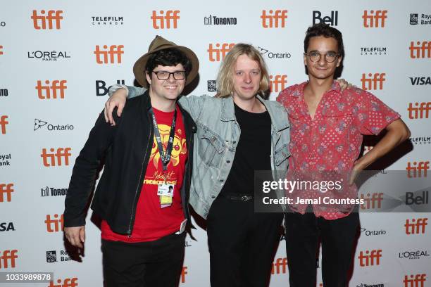 Midnighht Madness Programmer Peter Kuplowsky, Daniel Schmidt and Gabriel Abrantes attend the 'Diamantino' Premiere during 2018 Toronto International...