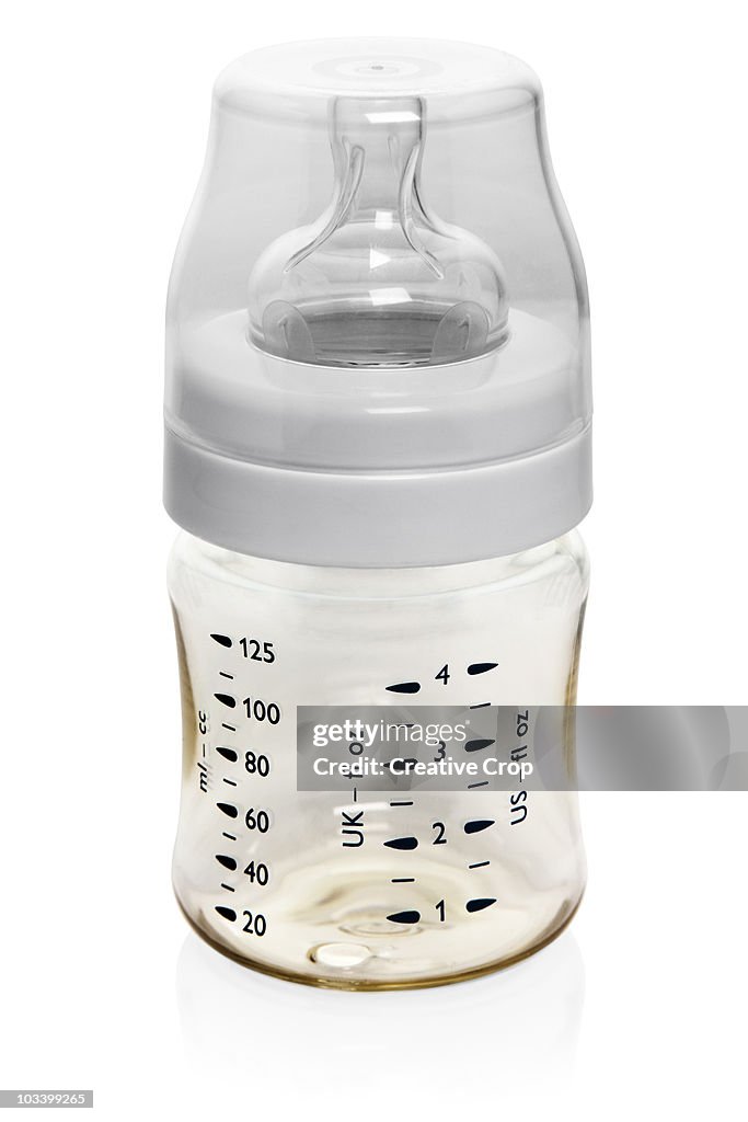 Empty babies feeding bottle