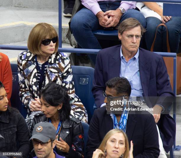 Anna Wintour and Shelby Bryan at Day 14 of the US Open held at the USTA Tennis Center on September 9, 2018 in New York City.