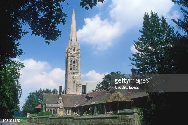 The almshouses and St Mary's church in the village of South Dalton, East Riding, Yorkshire, August 1997. The church was designed by John Loughborough...
