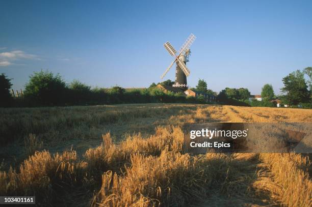 View of Skidby Windmill which is Yorkshire's last working windmill, built in 1821 by Norman and Smithson of Hull, Skidby, East Riding Yorkshire...