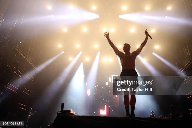 Dan Reynolds of Imagine Dragons performs during the 2018 KAABOO Music Festival at Del Mar Fairgrounds on September 15, 2018 in Del Mar, California.