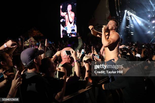 Dan Reynolds of Imagine Dragons performs during the 2018 KAABOO Music Festival at Del Mar Fairgrounds on September 15, 2018 in Del Mar, California.