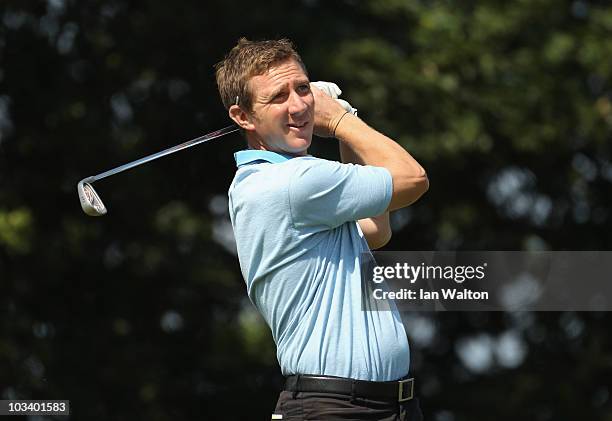 Robert Colborne of Farnham in action during the PGA Pro-Captian Challenge - Regional Qualifier at Royal Ascot Golf Club on August 16, 2010 in Ascot,...