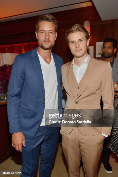 Justin Hartley and Logan Shroyer attend the 2018 Pre-Emmy Party hosted by Entertainment Weekly and L'Oreal Paris at Sunset Tower on September 15,...