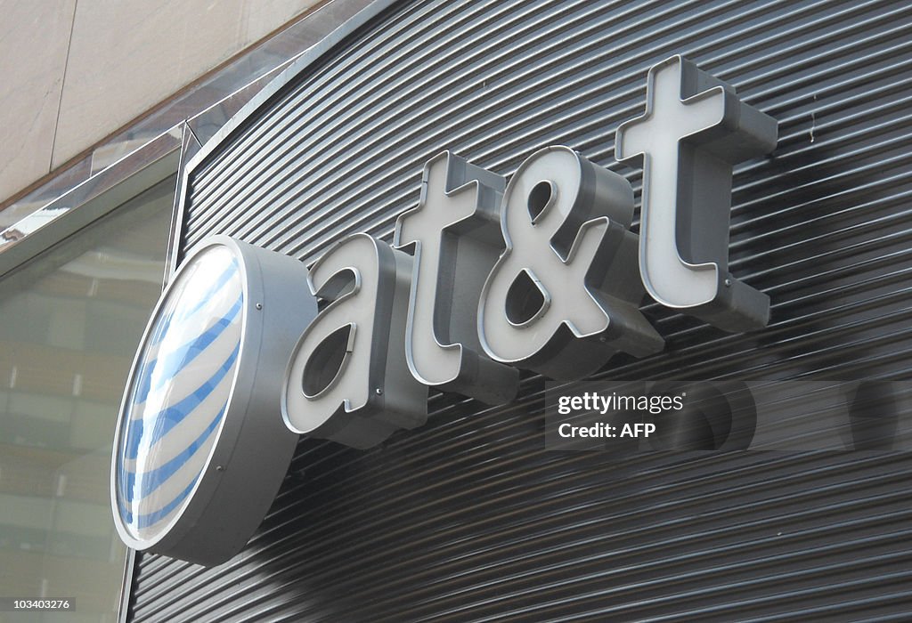 The AT&T logo is seen on June 2, 2010 in