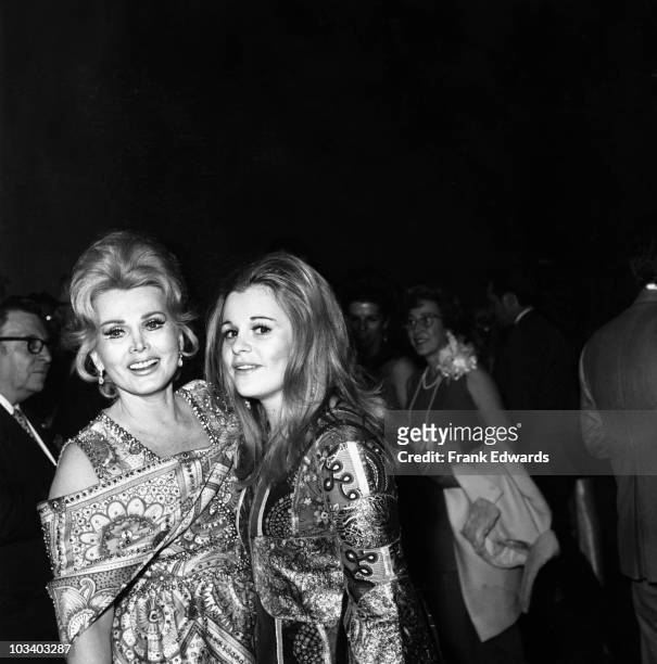 Hungarian-American actress Zsa Zsa Gabor opens at the Flamingo Hotel in Las Vegas, January 1970. On the right is her daughter Francesca Hilton.