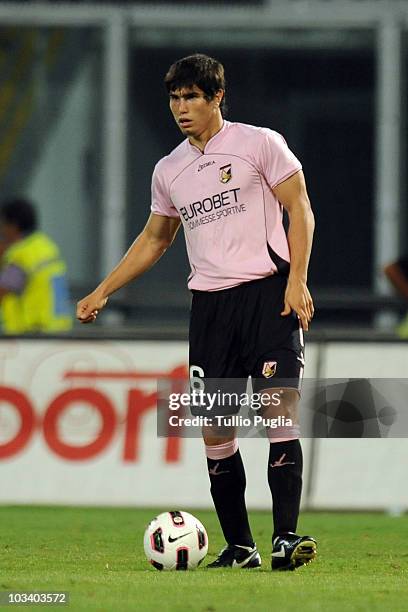 Ezequiel Munoz of Palermo in action during the pre season friendly tournament "A.R.S. Trophy" between US Citta di Palermo, SSC Napoli and Valencia CF...