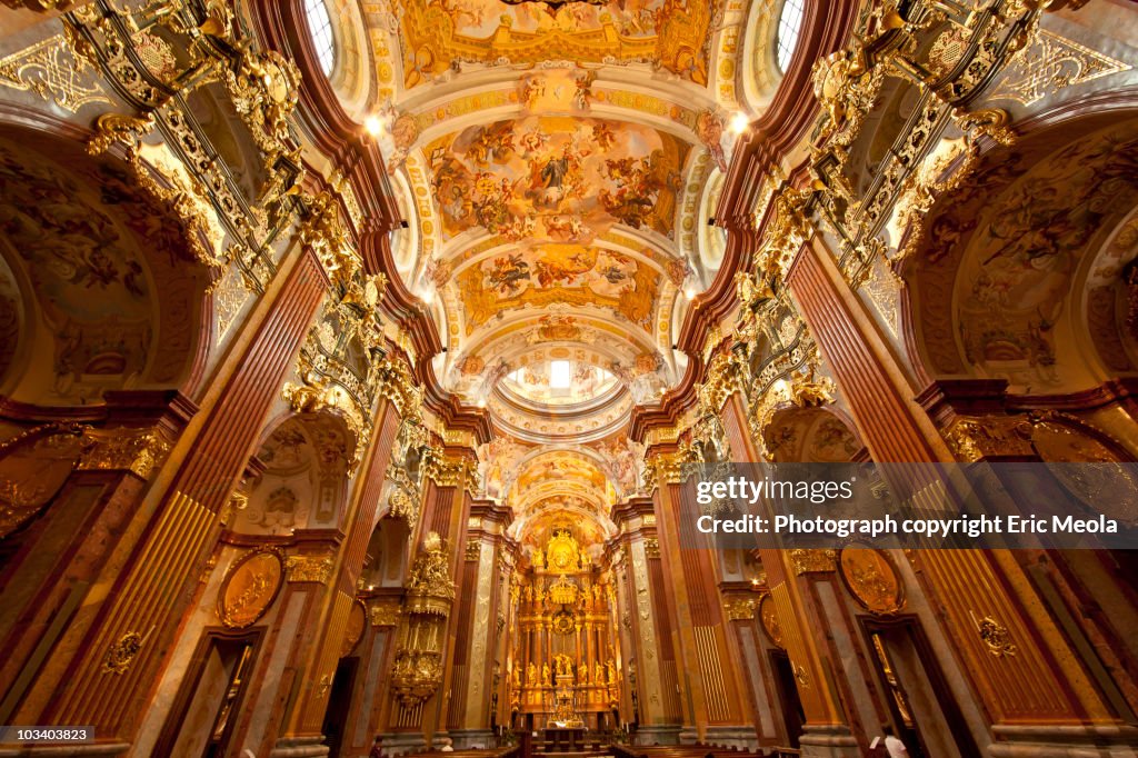 Church & Altar at Abbey of Melk, Austria.