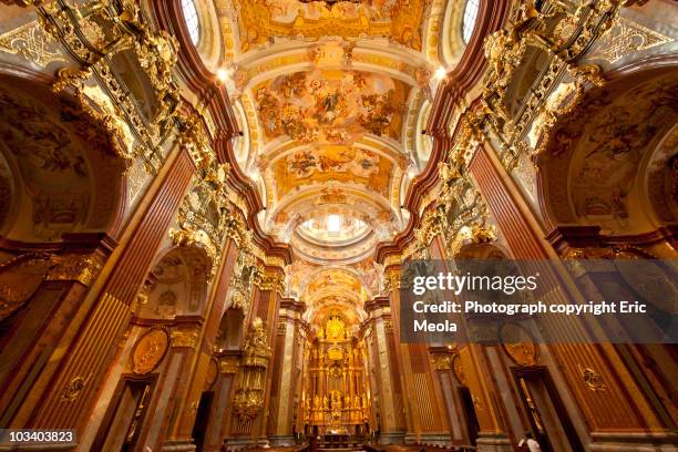 church & altar at abbey of melk, austria. - melk austria stock pictures, royalty-free photos & images