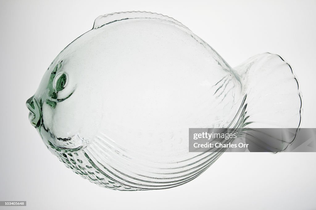 A glass fish sculpture