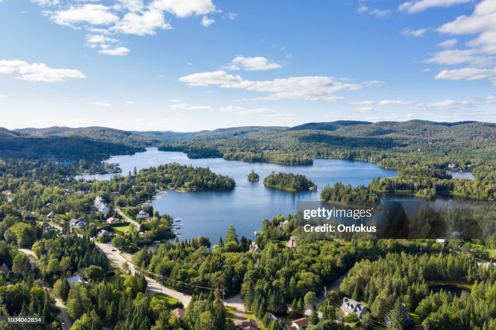 Vista aérea de Laurentian de paisaje, Quebec, Canadá