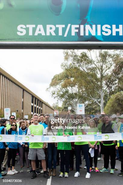 Olivia Newton-John , John Easterling , Tottie Goldsmith and Melissa Doyle during the annual Wellness Walk and Research Run on September 16, 2018 in...