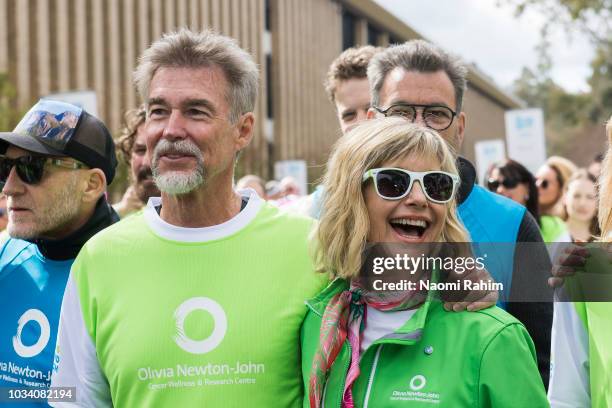 Olivia Newton-John and husband John Easterling during the annual Wellness Walk and Research Run on September 16, 2018 in Melbourne, Australia. The...