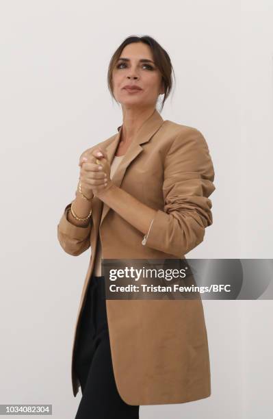 Victoria Beckham during the finale of her show during London Fashion Week on September 16, 2018 in London, England.