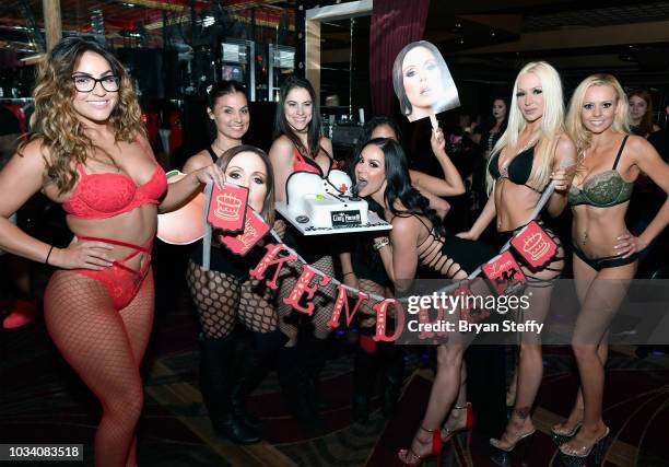 Adult film actress Kendra Lust is presented a birthday cake during her birthday party celebration at Crazy Horse 3 Gentlemen's Club on September 15,...