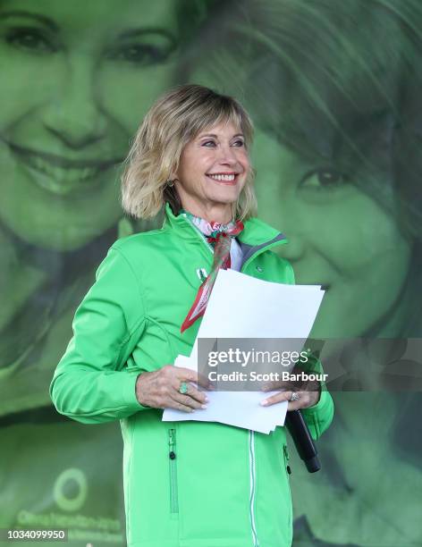 Olivia Newton-John looks on during the annual Wellness Walk and Research Runon September 16, 2018 in Melbourne, Australia. The annual event, now in...