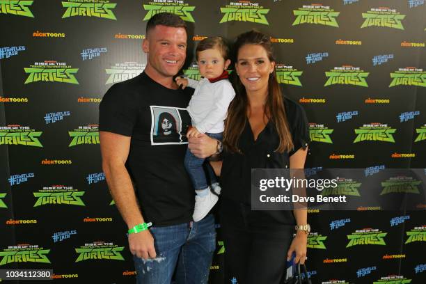 Michael O'Neill with son Ronnie and Danielle Lloyd attend the launch of Nickelodeon's Rise of the Teenage Mutant Ninja Turtles at Bay Sixty6 on...