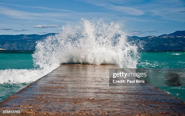 tsunami on adriatic sea    baska town - tsunami stock pictures, royalty-free photos & images