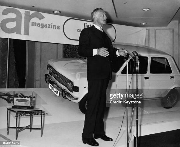 Italian businessman Gianni Agnelli , President of Fiat, accepts the Car Magazine 'Car of the Year' award at the Carlton Tower Hotel in London, 2nd...