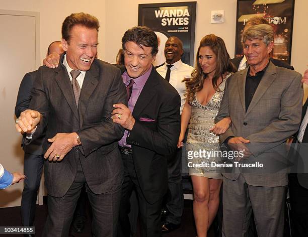 Governor of California Arnold Schwarzeneggar, Sylvester Stallone, Terry Crews, Giselle Itie and Eric Roberts attend the pre-party at the special...