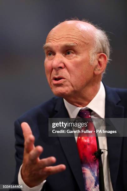 Leader of the Liberal Democrats Sir Vince Cable speaks at the party's Autumn Conference at the Brighton Centre in Brighton.