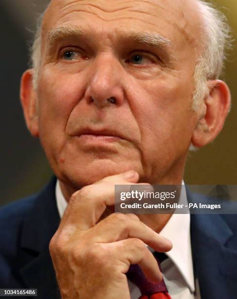 Leader of the Liberal Democrats Sir Vince Cable speaks at the party's Autumn Conference at the Brighton Centre in Brighton.