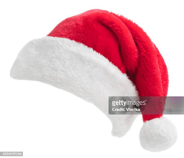 santa hat on white - hat stock pictures, royalty-free photos & images