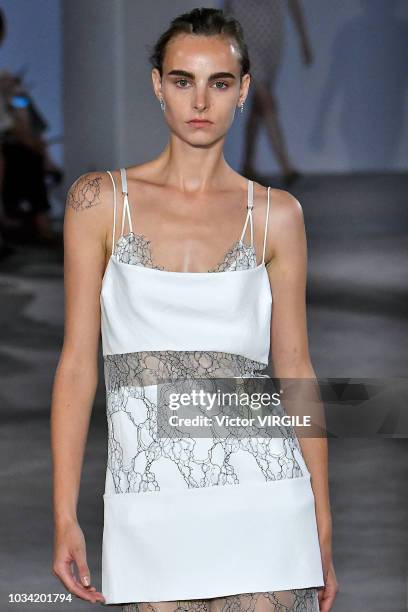 Model walks the runway at the Dion Lee Spring/Summer 2019 fashion show during New York Fashion Week on September 8, 2018 in New York City.