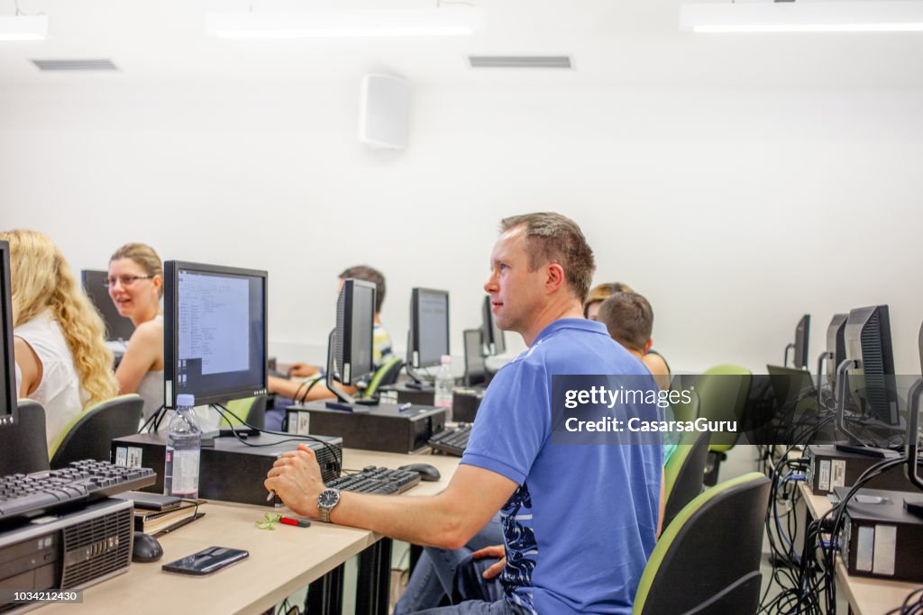 Adult Students in Computer Classroom