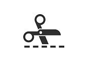 Scissors icon with cut lines