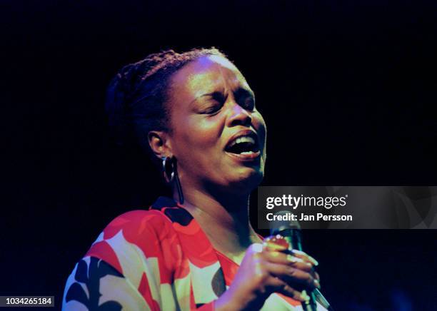 American jazz singer Dianne Reeves at Denmark Jazz Festival, Copenhagen, Denmark, Tivoli Gardens, Denmark, July 2000.