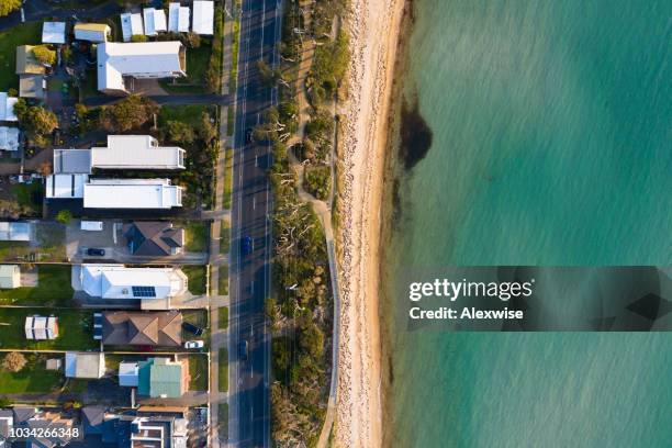 mount martha banhando cabanas antena - peninsula mornington - fotografias e filmes do acervo