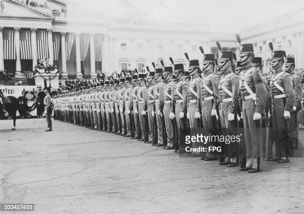 West Point cadets in front of the Capitol building during the inauguration of Woodrow Wilson , the 28th President of the United States of America, in...