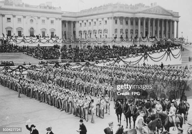 West Point cadets in front of the Capitol building during the inauguration of Woodrow Wilson , the 28th President of the United States of America, in...