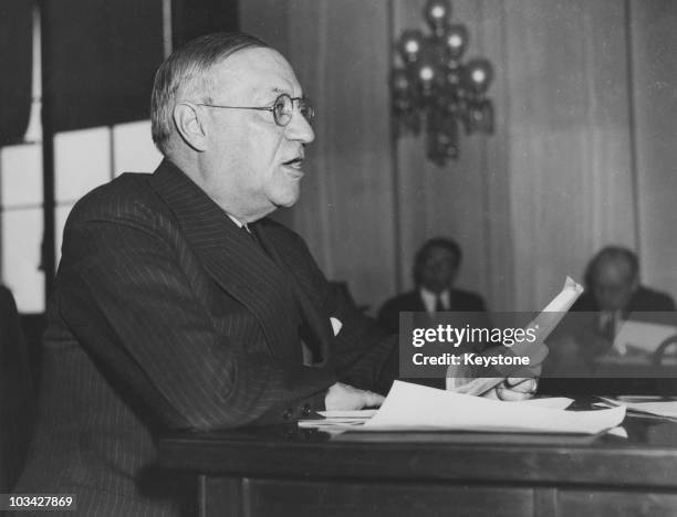 Senator Robert F. Wagner Sr of New York at the opening of a Senate Labor Committee hearing on May 15, 1935.