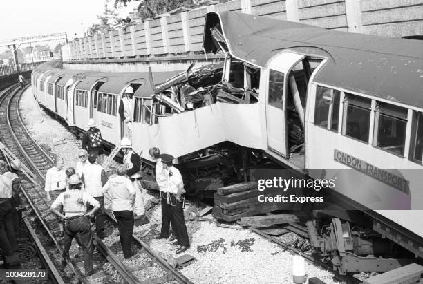 Two London Underground trains collide near Leyton station. One driver died and 25 people were injured on August 20, 1984.