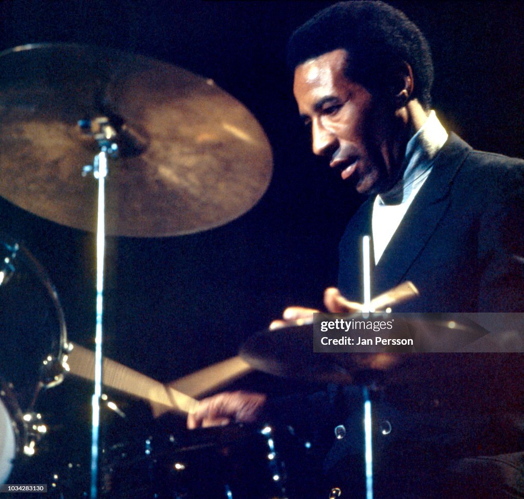 Max Roach Instrument American jazz drummer Max Roach performing in Copenhagen, Denmark ...