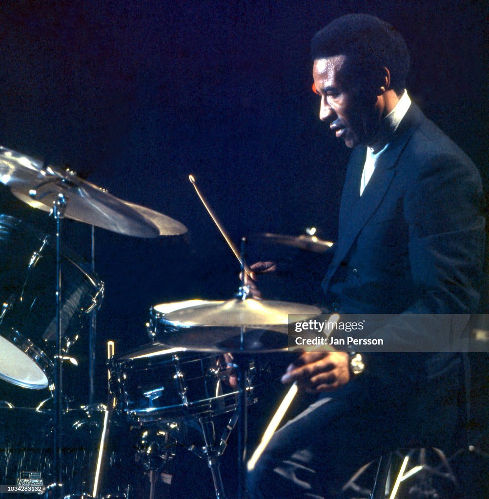 Max Roach Instrument American jazz drummer Max Roach performing in Copenhagen, Denmark ...