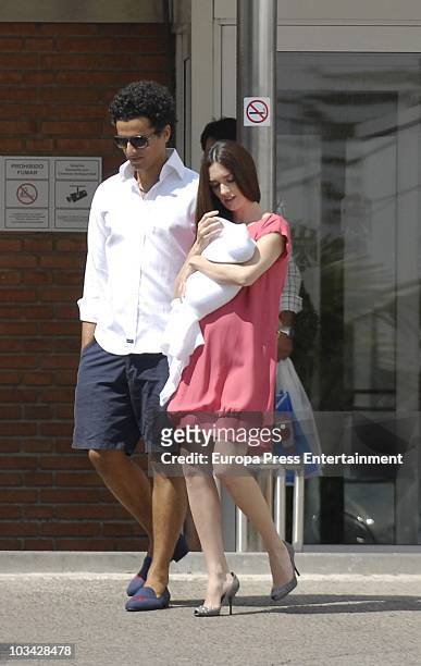 Spanish actress Paz Vega presents her newborn child, Lenon, with husband Orson Salazar, on August 18, 2010 in Madrid, Spain. Lenon Salazar Vega was...