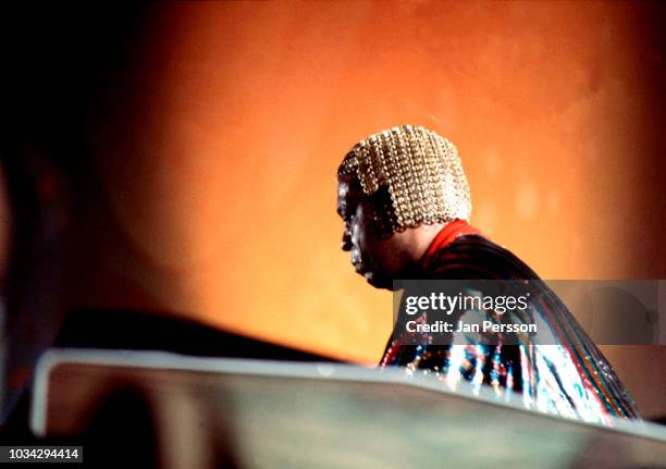 American keyboard player composer and orchestra leader Sun Ra performing at Berliner Jazz Tage, Berlin, Germany, November 1970.