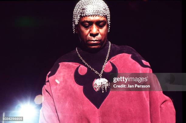 American keyboard player composer and orchestra leader Sun Ra performing at Berliner Jazz Tage, Berlin, Germany, November 1970. In the back, singer...