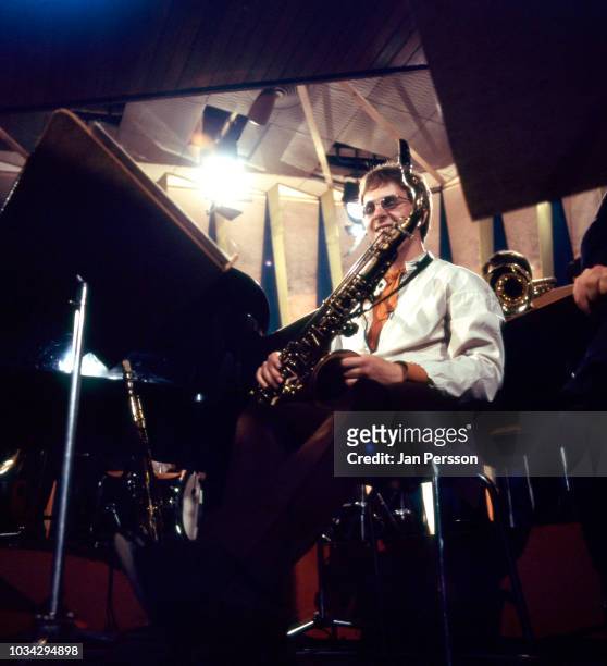 American jazz saxophonist Tom Scott at Montreux Jazz Festival, Switzerland, June 1970.