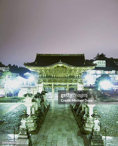 narita temple gate at night while raining - narita bildbanksfoton och bilder