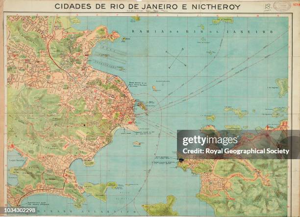 Cidades de Rio de Janerio e Nictheroy, Scale 1:22,200. Hamburg: Geographische Institut, [1928], Brazil, circa 1928.