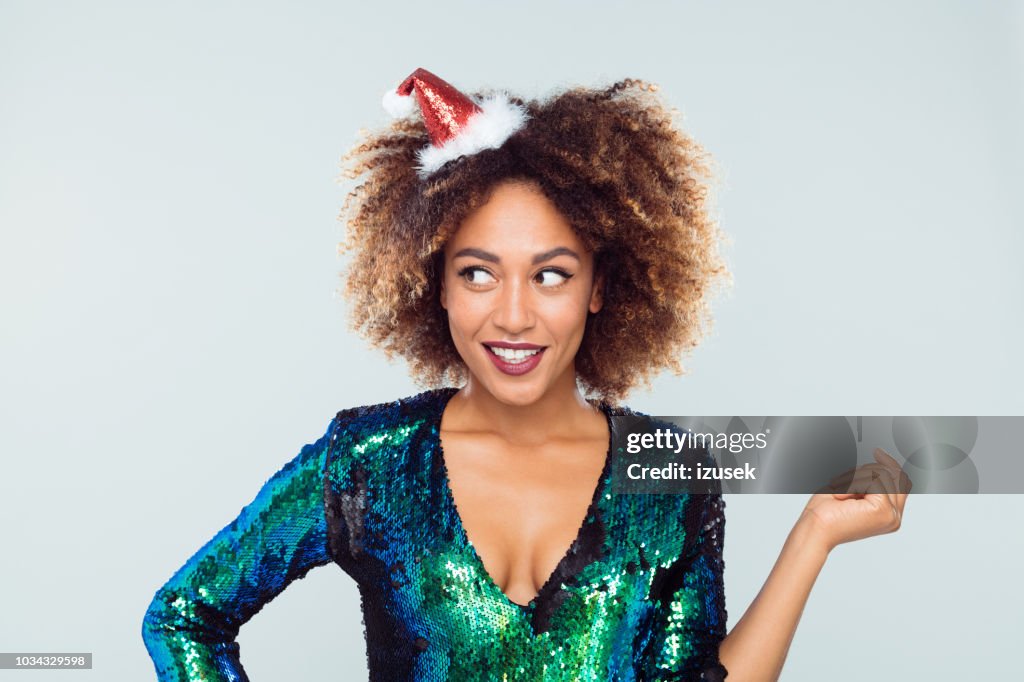 Weihnachten Porträt überrascht Frau