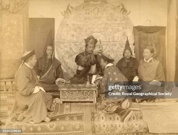 Ceremonial group, Tibet , circa 1879.