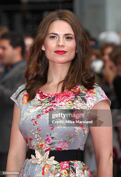 Hayley Atwell attends the European premiere of 'Scott Pilgrim vs The World' at Empire Leicester Square on August 18, 2010 in London, England.