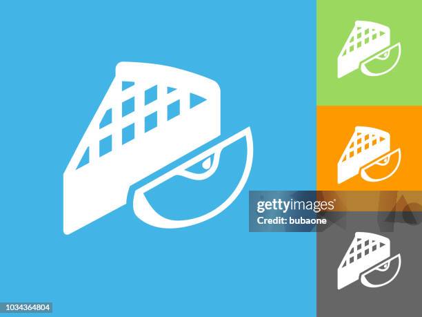 apple pie flat icon on blue background - apple half stock illustrations