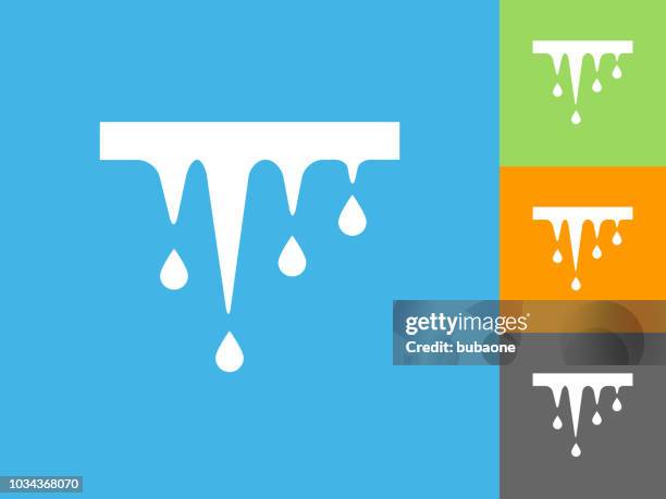 melting icicles flat icon on blue background - icicle stock illustrations